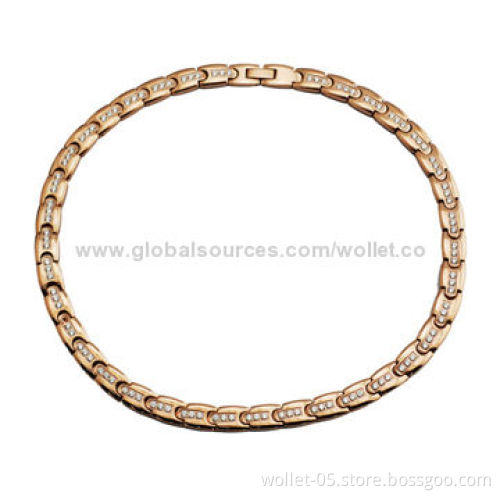 Beauty Rose Gold Tone Stainless Steel Necklace with CZ Stone, Best for Couples